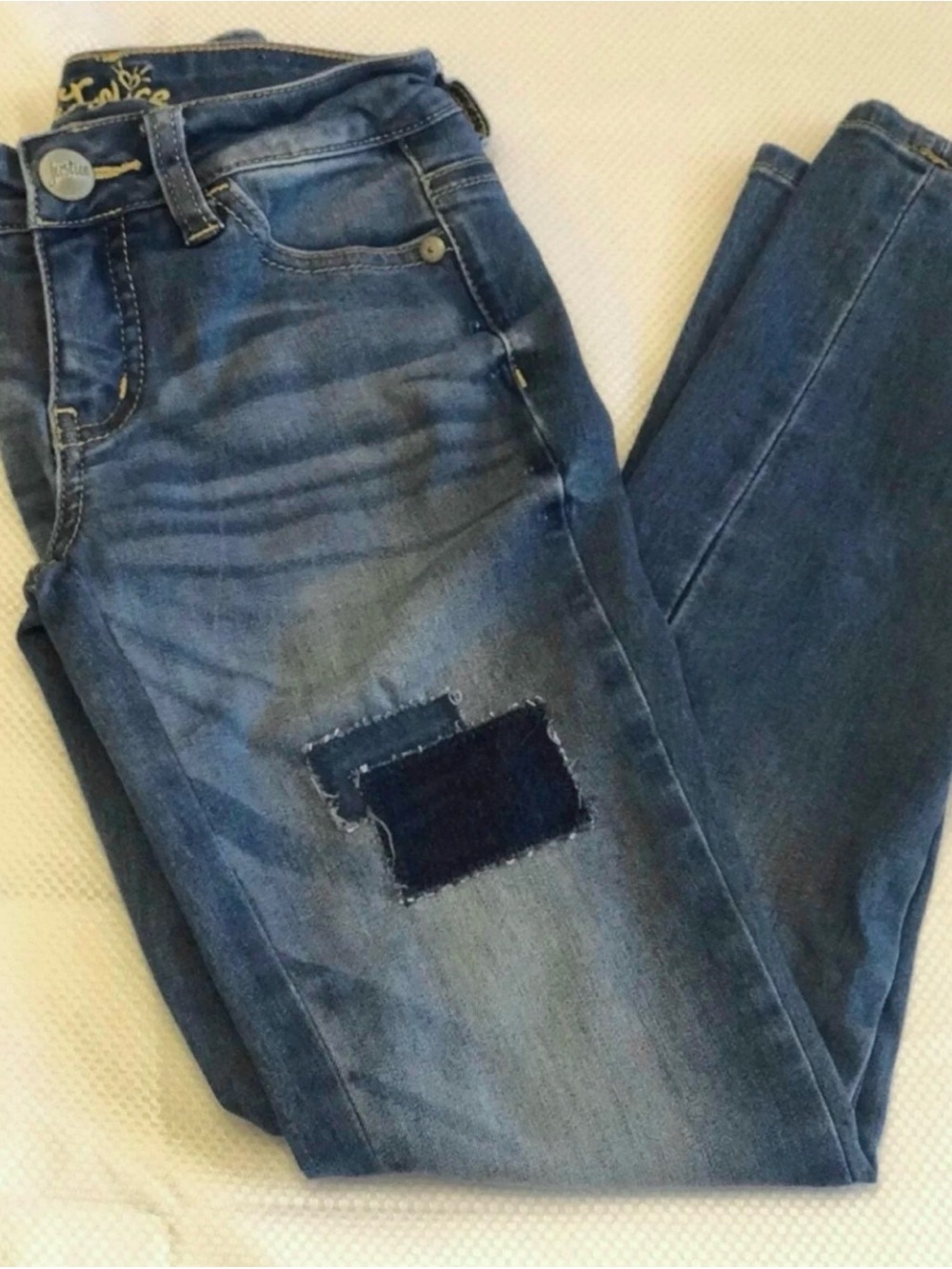 Justice Girls Dark and Medium Blue Patch Jeans